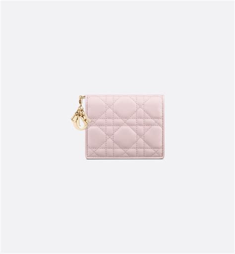 Dior Pink Mini Lady Dior Gardenia Wallet .